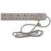 The image shows a long, black extension lead with 6 outlets and surge protection. The cable is 2m in length and connected to each outlet are individual switches for easy control. The Centurion Europe Limited logo can be seen at the top of the lead.