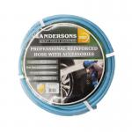 This image shows a blue hose from Centurion Europe Limited, measuring 50m in length and designed for garden maintenance. It comes with various accessories, making it a versatile tool for any outdoor task. The hose appears professional and durable, suitable for heavy-duty use.