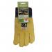 This image portrays a pair of large Centurion lined hide gloves, designed for Andersons Garden Maintenance. The gloves have a dark color and a smooth texture, with a Centurion logo prominently displayed on the back. The gloves are lined with a soft material for added comfort while working in the garden.