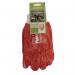 The image shows a pair of durable red PVC knit wrist gloves from Main Man Supplies Limited. They are size X-Large and feature the iconic Centurion logo. These gloves have a sturdy construction and a comfortable fit, making them suitable for a variety of tasks.