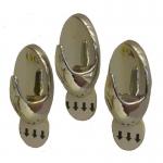 The image shows three chrome removable hooks with SAAO fasteners from Woolbro Distribution Ltd, perfectly suited for a variety of applications. The hooks are durable and easy to use, providing a secure hold for any item.