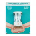 Hand sanitiser board c/w auto dispenser - Hands - Turquoise (300 x 400mm)