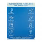 Hand sanitiser board no dispenser - 6 image design - Blue (300 x 400mm)
