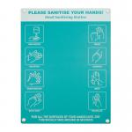 Hand sanitiser board no dispenser - 6 image design - Turquoise (300 x 400mm)