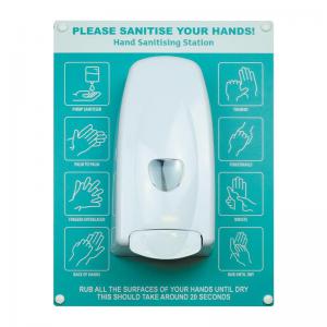 Hand sanitiser board cw manual dispenser - 6 image design - Turquoise