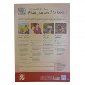 H&S Law Poster 297 x 420mm made from laminated paper.