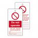 The Spectrum Industrial Warehouse Signage Lockout Tags capture attention with bold lettering and bright colors on a durable double-sided design. The pack includes 10 tags, each displaying a clear Do not operate message for added safety.