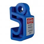 The Spectrum Industrial locks Mini Circuit Breaker Lockout - Universal LOK141 is a compact and efficient safety tool designed to secure electrical circuit breakers. It has a small and sturdy build, with a bright red color and clear label for easy identification. The lockout is easily attached and has a tight grip to ensure the safe operation of industrial equipment.
