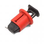 The Spectrum Industrial locks Miniature Circuit Breaker Lockout Pin Out Standard LOK205 is a compact, durable lockout pin that features a unique design for secure locking of circuit breakers. The bright red color and clear labeling make it easily identifiable and the sturdy construction ensures long-lasting use.