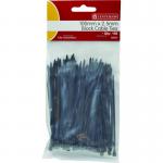 In this image, we see a pack of 100 black cable ties from Centurion Europe Limited, each measuring 100mm x 2.5mm. These ties are neatly packaged in a bundle, ready for use in cable management.