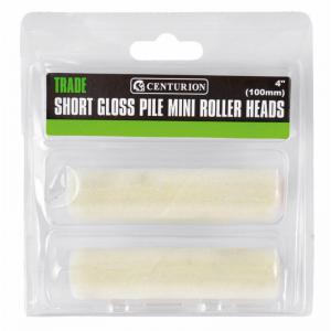 Image of 100mm 4&rdquo; Short Gloss Pile Mini Roller Heads Pack of 2