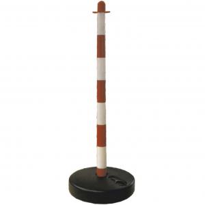 Temporary Barrier Post with base in redwhite stripes