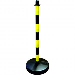 Temporary Barrier Post with base in yellowblack stripes