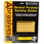 The photo shows a pack of 25 abrasive sandpaper from Centurion Europe Limited Tools, labeled as SA01L. The sandpaper is arranged neatly in a stack, with the brand and product name clearly visible. The pack features a vibrant blue and red design, with the Centurion Europe Limited logo prominently displayed. Each sheet of sandpaper appears to be high-quality and durable, ready for any sanding task.