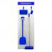 The Spectrum Industrial Cleaning Systems & Trolleys Shadow board Clean Station features a blue board with a range of cleaning tools neatly hung, including a banister brush, shovel, dustpan, and sweeping broom. This convenient set-up helps keep your workspace organized and efficient.