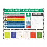 The photo shows a large Spectrum Industrial Safety Signs Shadowboard with the words Site Board written in bold letters. The board measures 1550 x 1200mm and has a sleek, modern design. The Irish version is distinguishable by its vibrant green color. The shadowboard is equipped with multiple hooks and compartments to hold various tools and equipment, making it perfect for any worksite.