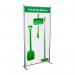 The image shows a shadowboard in a multi-purpose frame, featuring Spectrum Industrial Cleaning Systems & Trolleys. The frame is green and the shadowboard displays various cleaning tools and supplies neatly organized for easy access. The overall cleaning station style is type A.