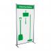 This photo features a Spectrum Industrial Cleaning Systems & Trolleys Shadowboard in a Multi-Purpose Frame. The shadowboard is in a vibrant green color and includes hooks for organizing cleaning supplies. Currently out of stock.
