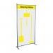 This photo features a Spectrum Industrial Cleaning System & Trolleys Shadowboard displayed in a Multi-Purpose Frame. The frame is a vibrant yellow color and includes hooks for organizing cleaning supplies. Currently out of stock.