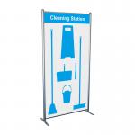 Shadowboard in Multi-Purpose Frame - Cleaning station Style B (Blue) With Hooks - No Stock