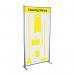 The Spectrum Industrial Cleaning Systems & Trolleys Shadowboard in Multi-Purpose Frame is a yellow cleaning station with hooks, perfect for organizing cleaning tools and supplies. The shadowboard features a sleek design and a sturdy frame, making it a functional addition to any workspace.
