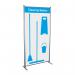 The picture shows a sleek, blue Spectrum Industrial Cleaning Systems & Trolleys Shadowboard in a Multi-Purpose Frame. The Cleaning station Style C features hooks for holding various cleaning tools. Currently, the item is out of stock (No Stock).