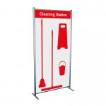 Shadowboard in Multi-Purpose Frame - Cleaning station Style C (Red) With Hooks - No Stock