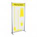This photo shows a Spectrum Industrial Cleaning Systems & Trolleys Shadowboard in a Multi-Purpose Frame. The Cleaning station Style C (Yellow) is equipped with hooks and there is currently no stock available for this model (SBF-BD03-YLNS). The shadowboard has a sleek design and is perfect for organizing cleaning tools and supplies. The vibrant yellow adds a pop of color to any workspace.
