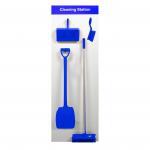 Shadow Board Cleaning Station With Lean Stand, Stocked With Hooks, Style A Blue, (610mm x 2000mm)
