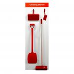 Shadow Board Cleaning Station With Lean Stand, Stocked With Hooks, Style A Red, (610mm x 2000mm)