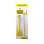 This image showcases a Spectrum Industrial Cleaning Systems and Trolleys Shadow Board Cleaning Station with Lean Stand. The board is stocked with hooks and follows Style A in yellow color. The dimensions of the board are 610mm x 2000mm.