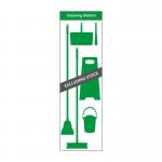 The photo features a Spectrum Industrial Cleaning Systems & Trolleys Shadow Board Cleaning Station. This station includes lean stand and board with hooks. The style is B with a sleek green color. The size is 610mm x 2000mm.