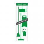 Shadow Board Cleaning Station With Lean Stand, Board Only With Hooks, Style B Green, (610mm x 2000mm)