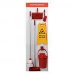 Shadow Board Cleaning Station With Lean Stand, Stocked With Hooks, Style B Red, (610mm x 2000mm)
