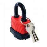 The picture shows a sturdy and durable 40mm weather resistant padlock from Centurion Europe Limited. The lock features a chrome finish and a solid shackle for added security. Its classic and professional design makes it suitable for a variety of outdoor applications.
