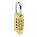 A photo of this Centurion Europe Limited brass combination padlock shows a sturdy, 30mm size with a sleek design and 4 wheels for added security. Its brilliant brass shine and durability make it a reliable choice for any lock needs.