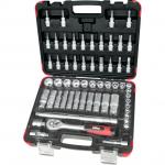 The photograph showcases a set of tools from Hilka Tools UK Limited. This 58-piece set includes a 38-inch drive socket set and is labeled 02385802. The tools are neatly organized in a compact case, making them easy to store and transport. Each tool appears durable and expertly crafted, making it a reliable choice for any task.