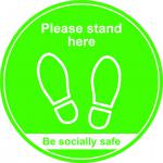 Green Social Distancing Floor Graphic - Please Stand Here (400mm dia.) STP003