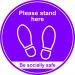 Purple Social Distancing Floor Graphic - Please Stand Here (400mm dia.) STP005
