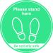 Turquoise Social Distancing Floor Graphic - Please Stand Here (400mm dia.) STP006