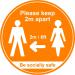 Amber Social Distancing Floor Graphic - Please Keep 2m/6ft Apart (400mm dia.) STP016