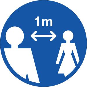 Blue Social Distancing Floor Graphic - 1m Apart 400mm dia.