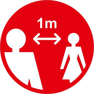 Red Social Distancing Floor Graphic - 1m Apart 400mm dia.