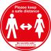 Please Keep Safe Distance Apart; Self Adhesive Floor Graphic; Red (400mm)  STP029