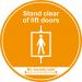 Stand Clear Of Lift Doors; Self Adhesive Floor Graphic; Amber (400mm) STP037