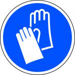Blue Social Distancing Floor Graphic - Wear Gloves (400mm dia.) STP051