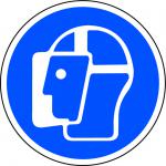 Blue Social Distancing Floor Graphic - Wear Face Shield (400mm dia.) STP052