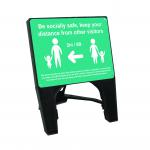 Turquoise Social Distancing Q Sign - Be Socially Safe (600 x 450mm)