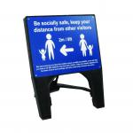 Blue Social Distancing Q Sign - Be Socially Safe (600 x 450mm)