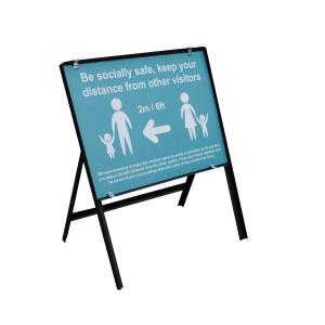 Turquoise Social Distancing Temporary Sign - Be Socially Safe 600 x